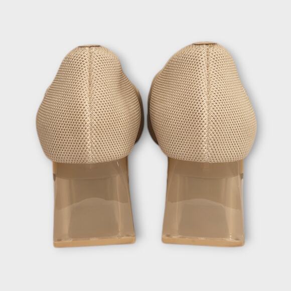 Womens Vivaia Beige Chunky Heel Pointed Toe Size EU 41 US 9.5 - Picture 4 of 11
